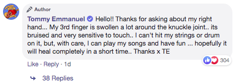 Tommy Emmanuel FB comment
