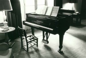 Glenn Gould and his unique piano and chair