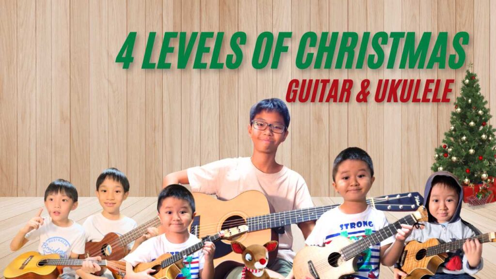 Christmas song on ukulele and guitar
