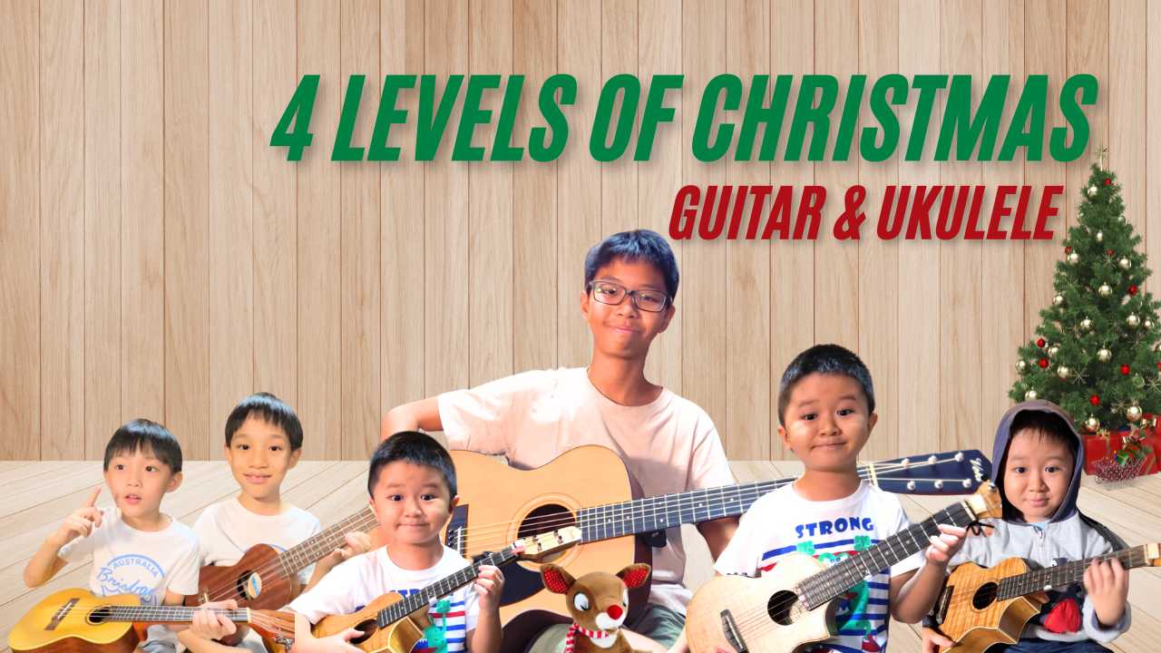 Christmas song on ukulele and guitar