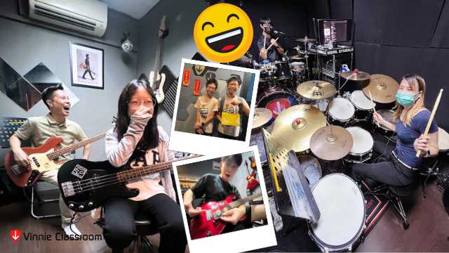 Happy students during music lessons in singapore