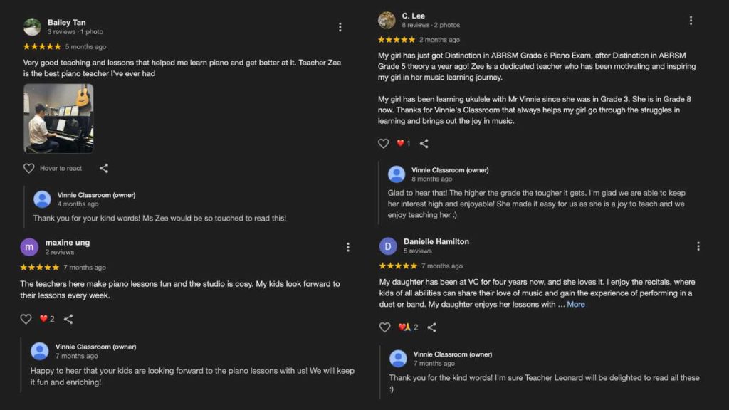 Piano lessons singapore with good google review 1