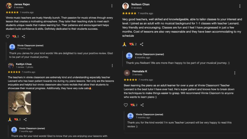 Piano lessons singapore with good google review 1