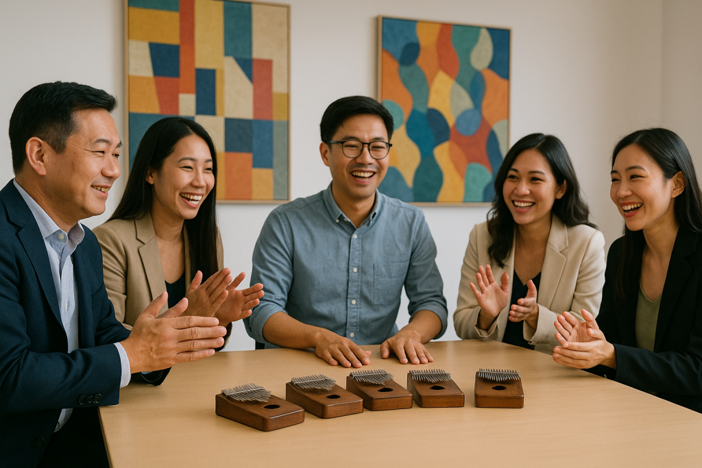 Office team bonding through a music workshop